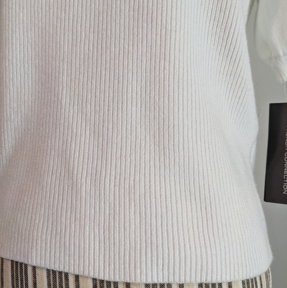 French connection white  sweater poof sleeve square neck nwt - Picture 2 of 16